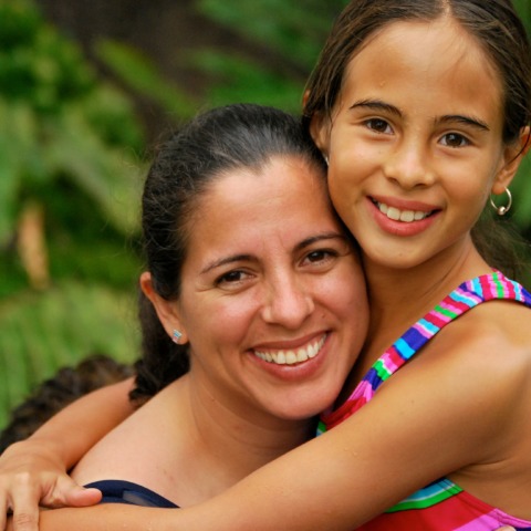 Beautiful Hispanic mother and daughter
