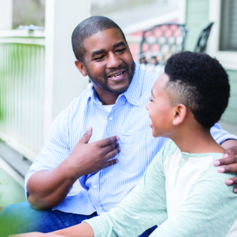 Father gives preteen son advice